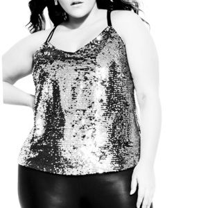 City Chic Glimmer Top Sequin Camisole Tank